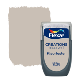 Flexa kleurtester Urban Taupe 30ml met geïntegreerde miniroller voor muurverf test