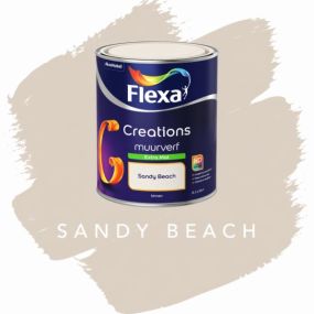 Flexa Creations Sandy Beach muurverf extra mat zandkleur op binnenmuur met rustige uitstraling.