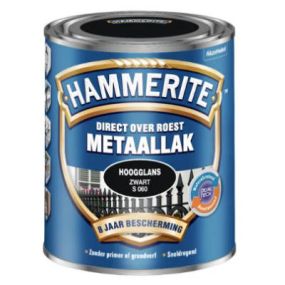 Hammerite Metaallak Hoogglans zwart S060